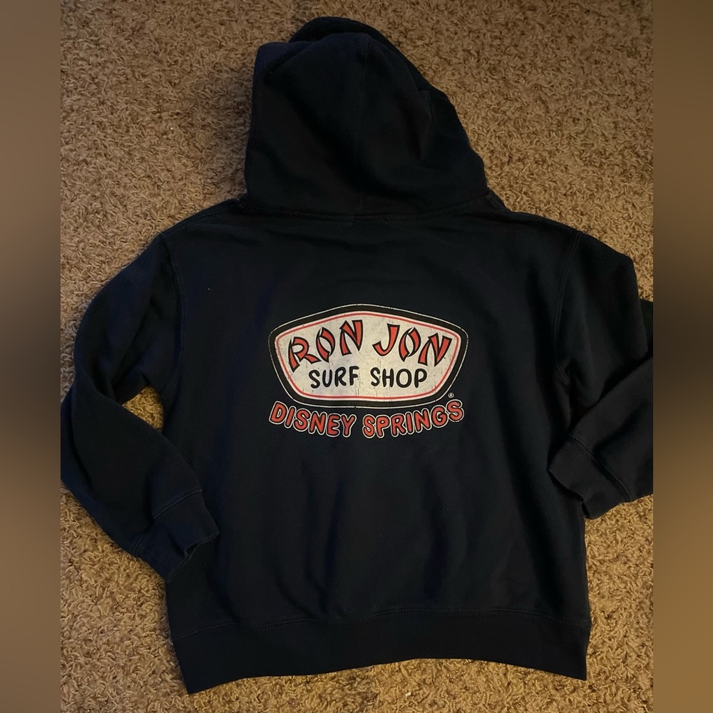 Disney Springs Ron Jon Surf Shop Hooded Sweatshirt size youth medium navy blue